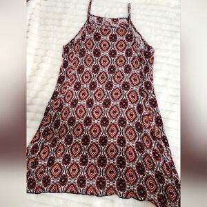 Boho Hippie Style Pattern Flowy Dress Size L Bohemian Sundress